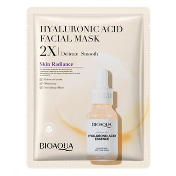 Тканинна маска для обличчя Bioaqua Hyaluronic Acid Facial Mask 2X Delicate Smooth з гіалуроновою кислотою, 30 г 1262828 фото