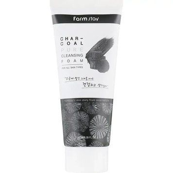 Пінка для вмивання FarmStay Charcoal Pure Cleansing Foam з деревним вугіллям 180 мл FrmSt-0006 фото