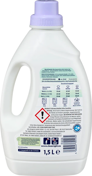 Гель для прання Denkmit для кольорового гіпоалергенний Ultra Sensitive Color 27 прань 1.5л 1706634 фото