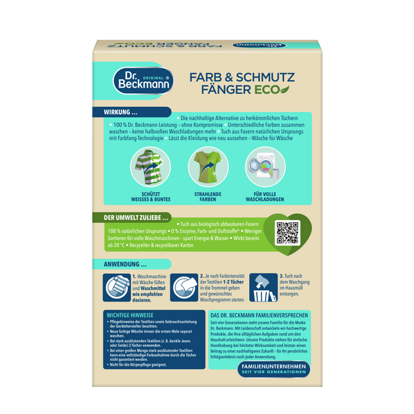 Салфетки для цветных вещей для сбора цветов и грязи Dr. Beckmann Farb & Schmutzf&auml;nger Eco 22шт DE.B-W-000016 фото