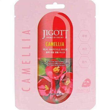 Тканинна маска для обличчя Jigott Camellia Real Ampoule Mask Камелія 27 мл Jgtt-0091 фото