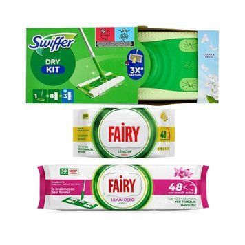 Акційний набір для прибирання (набір швабри Swiffer жасмин та серветки універсальні лимон та для підлоги лілія Fairy) Setswifferfairy-33 фото