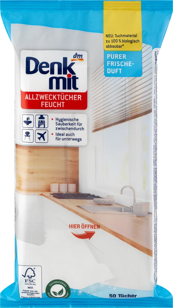 Влажные универсальные салфетки Чистая свежесть, DenkMit 50 шт. 1045948 фото