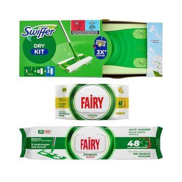Акційний набір для прибирання (набір швабри Swiffer жасмин та серветки універсальні лимон та для підлоги без запаху Fairy) Setswifferfairy-35 фото