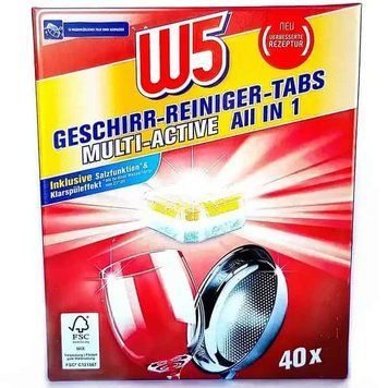 Таблетки для посудомийної машини W5 All-in-1 XXL 40 шт W5-TAIO40-1 фото