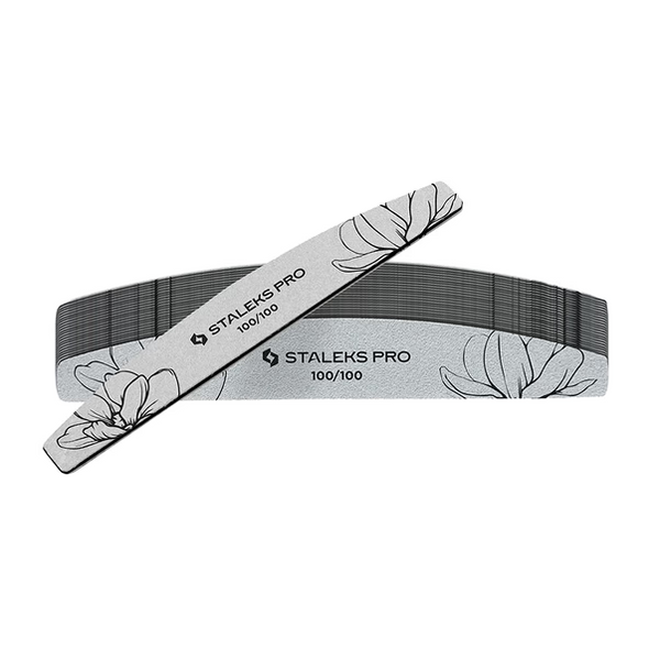 Пилка для ногтей минеральная STALEKS PRO EXPERT 40 100/100 грит (полумесяц) 1шт NFE-40-100/100-25 фото