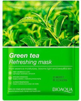 Тканинна маска для обличчя із зеленим чаєм Bioaqua Plant Essence Green Tea Refreshing Mask 25г BA-FM-25-04 фото