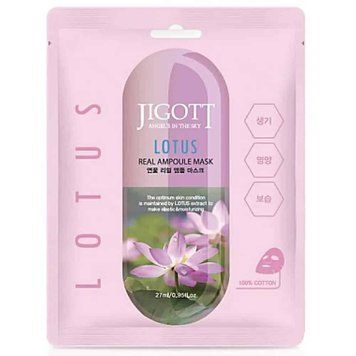 Тканинна маска для обличчя Jigott Lotus Real Ampoule Mask Лотос, 27 мл Jgtt-0105 фото
