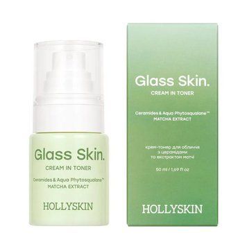 Крем-тонер для обличчя HOLLYSKIN Glass Skin. з церамідами та екстрактом матчі 50мл 0528h фото
