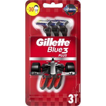 Одноразові верстати для гоління Gillette Blue 3 Plus Red (3 шт) Glottal001 фото