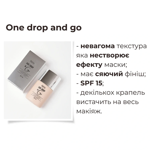 Тональна основа Bless Beauty One Drop & Go 40мл 01 Porcelain BB-ODG-102 фото