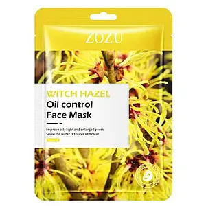 Тканинна маска для обличчя з екстрактом гамамелісу Zozu Witch Hazel Oil Control Face Mask 25г ZZ-25-02 фото