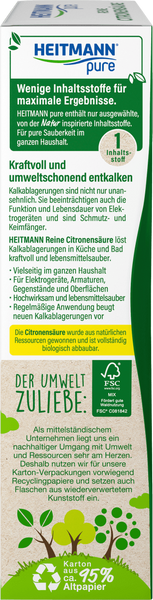 Чистячий порошок лимонної кислоти Heitmann, 350 г 03-205 фото
