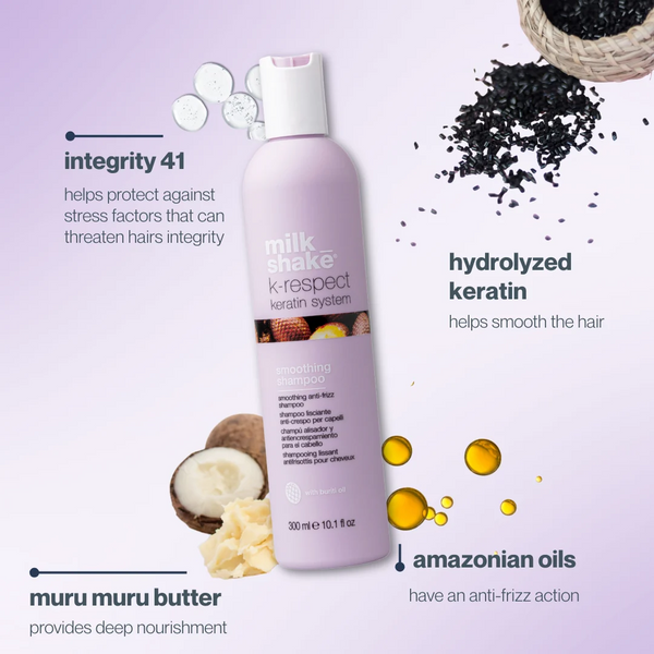 Milkshake розгладжуючий шампунь K-Respect keratin system для підтримки після кератинового догляду 300мл 843-574 фото