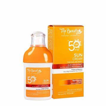 СОНЦЕЗАХИСНИЙ КРЕМ ДЛЯ ОБЛИЧЧЯ TOP BEAUTY SPF50 З АЛОЕ ВЕРА ТА КОЛАГЕНОМ В5 100 МЛ TB-00020 фото